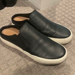 VINCE BLACK LEATHER SLIDE ON 9.5